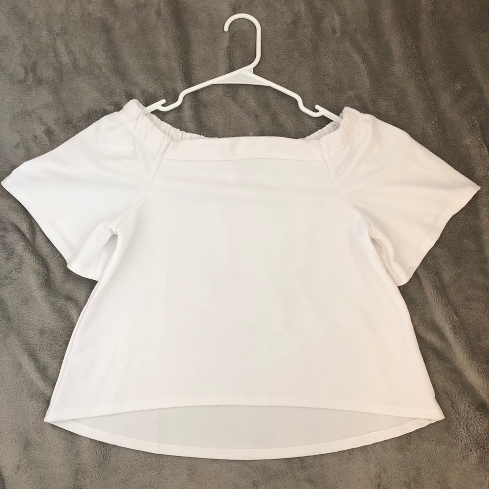 Off the shoulders white top